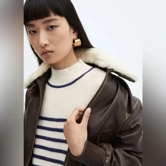 Mango Wool Blend  Striped Sweater NWT - Picture 7 of 12